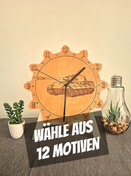 Wanduhr mit Panzer-Motiven – WW2 Edition (12 Motive)