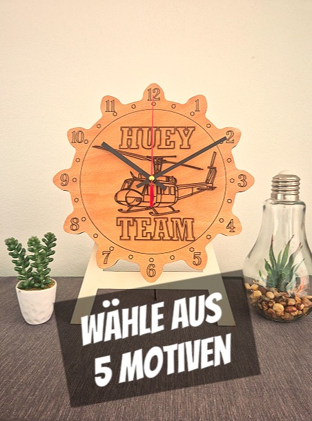 Wanduhr mit Helikopter-Motiv (5 Motive)